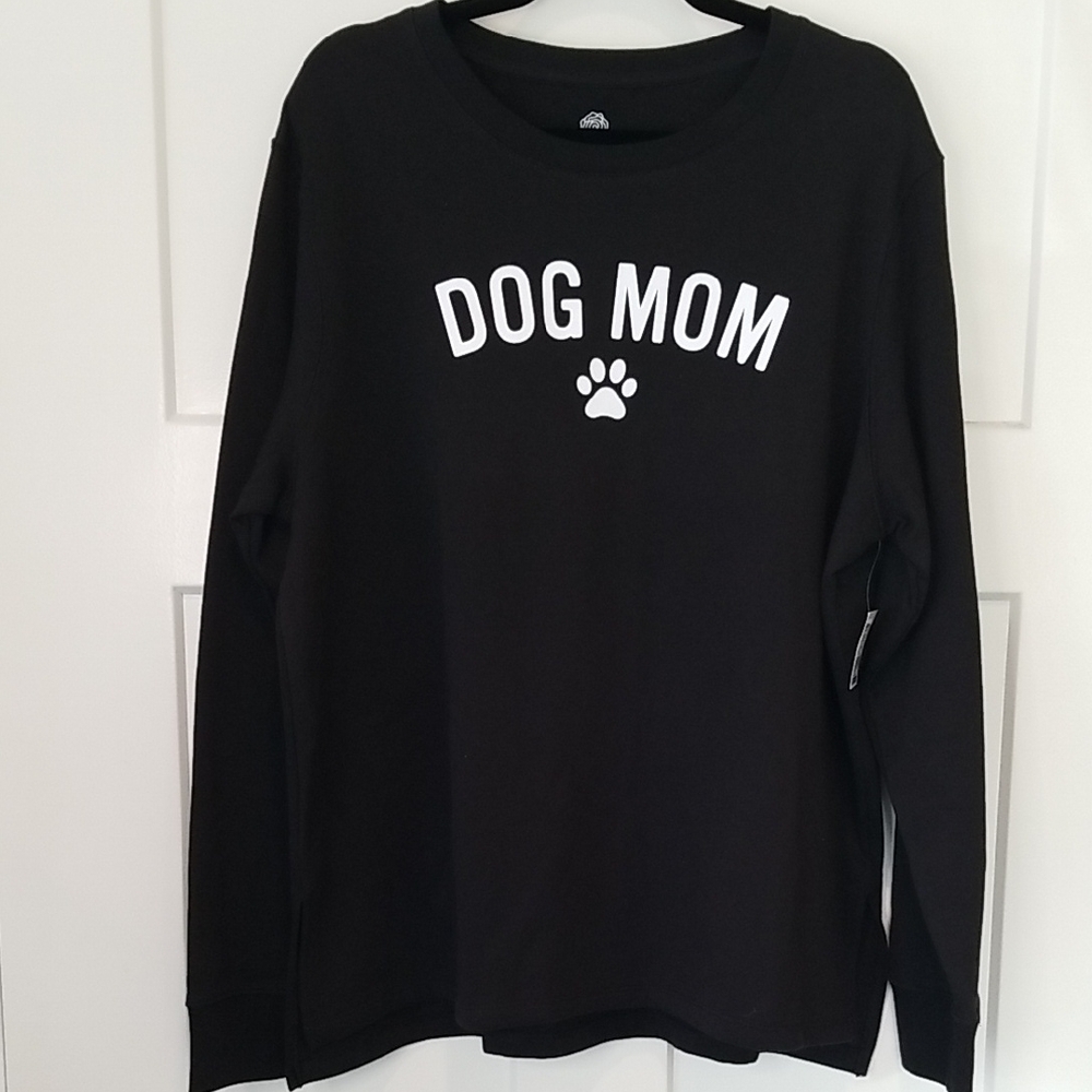 Black Dog Mom Long Sleeve Sweatshirt By Positive Tees Size XL NWT